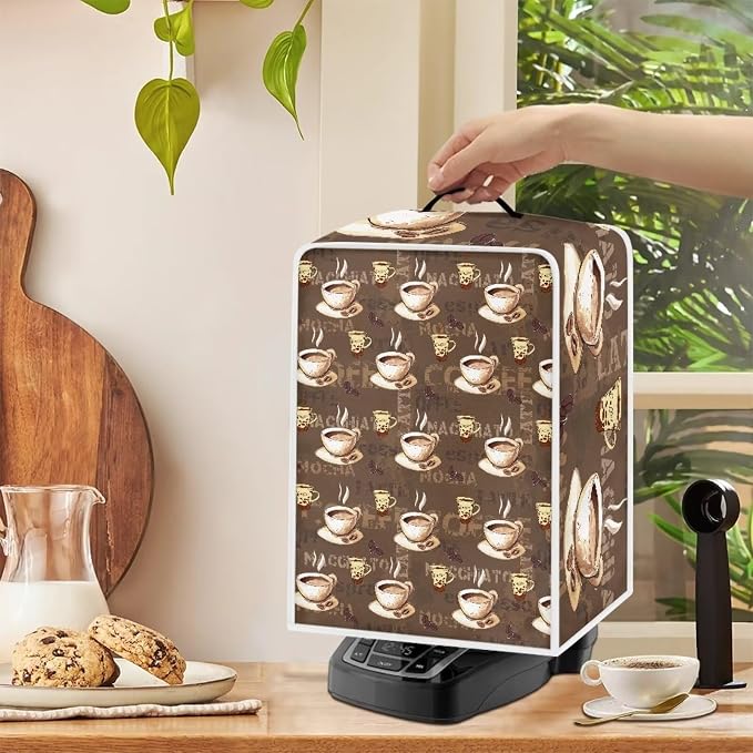 Coffee Cup Print Coffee Maker Dust Cover Small Kitchen Appliance Cover - Image 4
