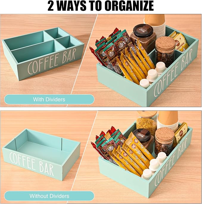 STORAGENIE Wooden Coffee Station Organizer – Removable Dividers, Storage - Image 2