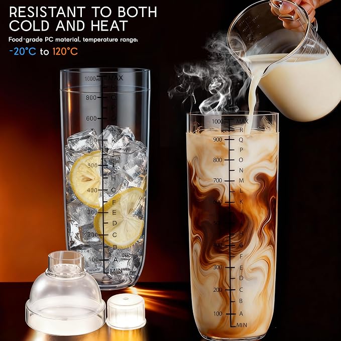 Plastic Cocktail Shaker with Measuring Scale 33oz, Leak-Proof & - Image 5