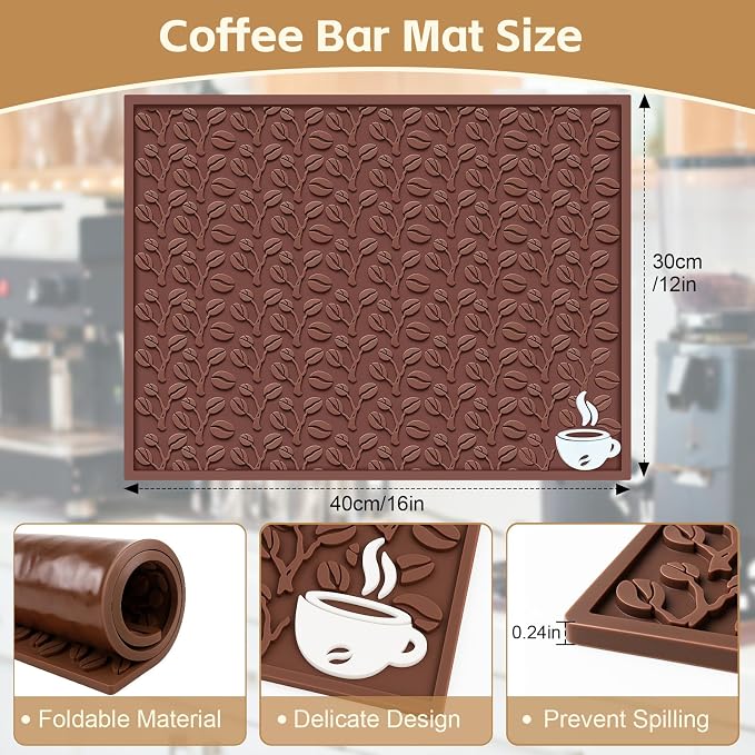 Coffee Bar Mat, 3D Coffee-Bean Pattern Pad - Image 5