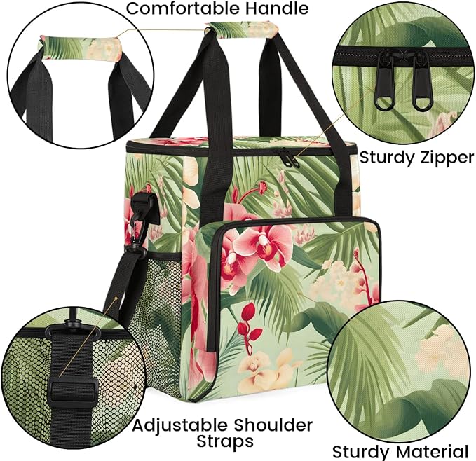 Tropical Leaf Palm Leaves Floral Coffee Maker Carring Bag, Large Insulated - Image 6