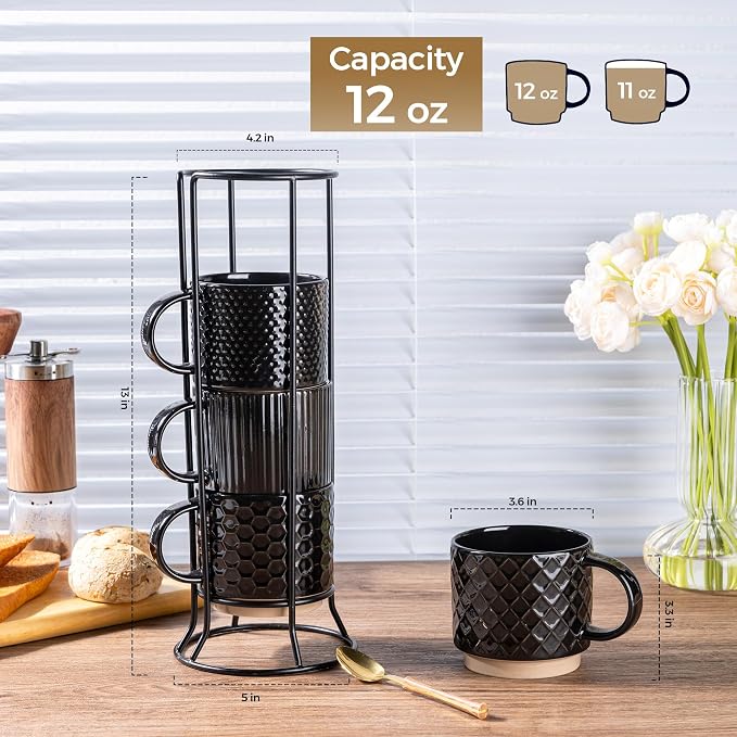 GBhome 12OZ Stackable Coffee Mugs - Image 3