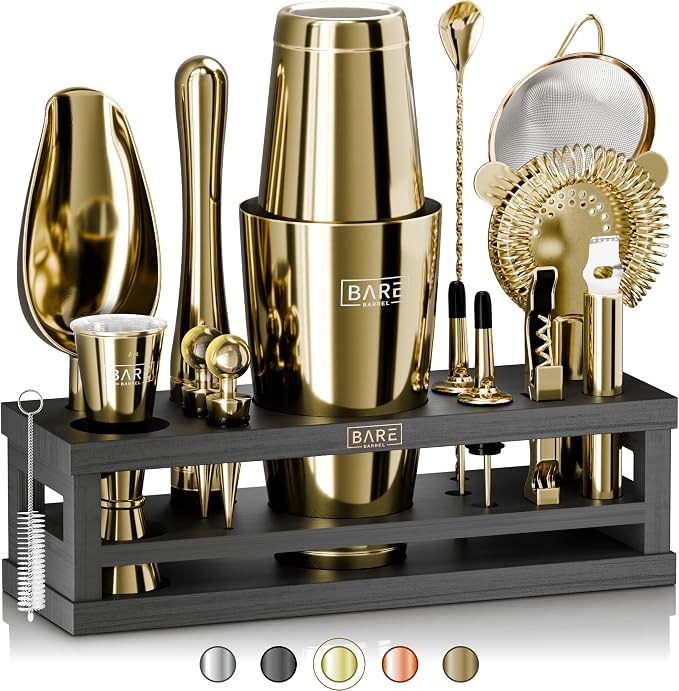 BARE BARREL® Mixology Bartender Kit Bar Set | 16-Piece Cocktail Shaker Set | by BareBarrel