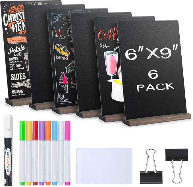 ONUPGO Mini Chalkboard Signs, 6 x 9 Inch Vintage Tabletop Chalk Board Sign by ONUPGO