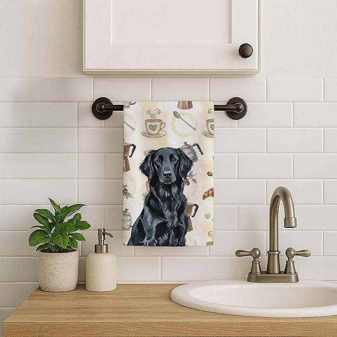 Caroline's Treasures Black Flat-Coated Retriever Coffee Bar Kitchen Towel - Image 7