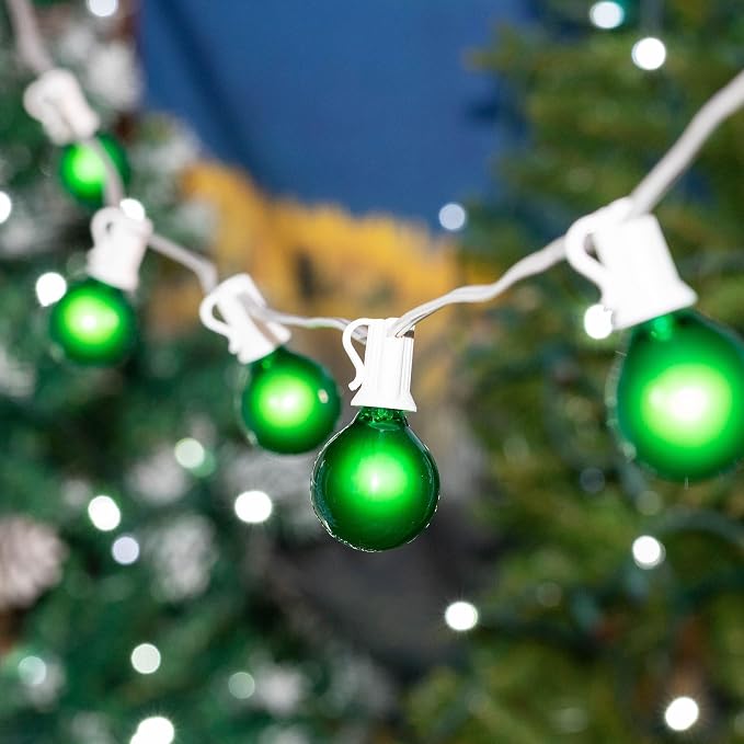G40 Patio String Lights with 25 Green Globe Bulbs - Image 6