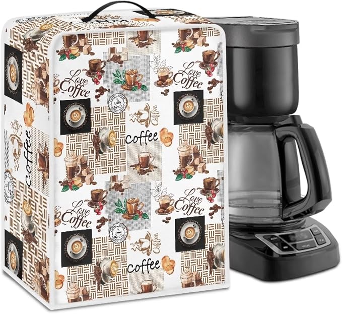 Elegant Coffee Floral Coffee Maker Cover by Psesaysky