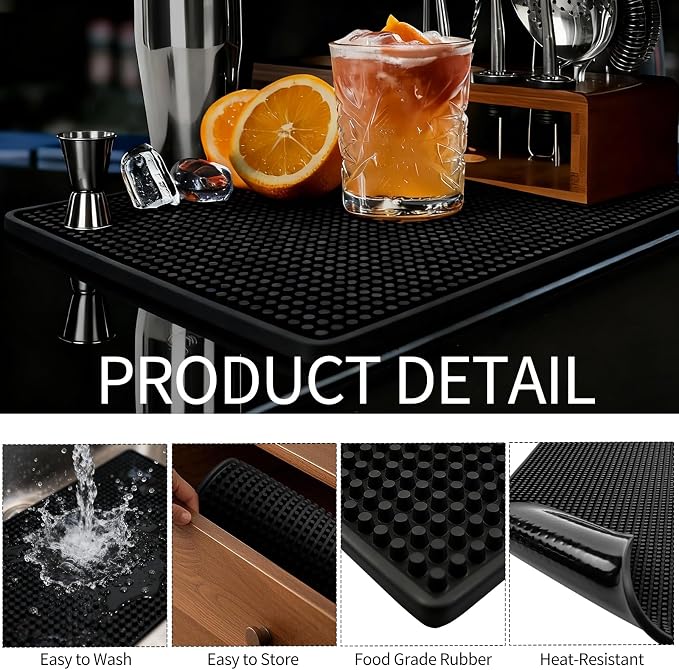 2 Pack Rubber Bar Mats for Countertop, Coffee Bar Mats Accessories for Cocktail - Image 3