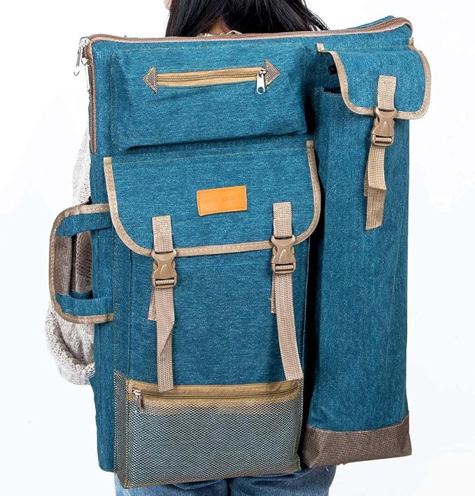TRANSON Art Portfolio Case Artist Backpack Canvas Bag Large 26” x 19.5” - Image 9