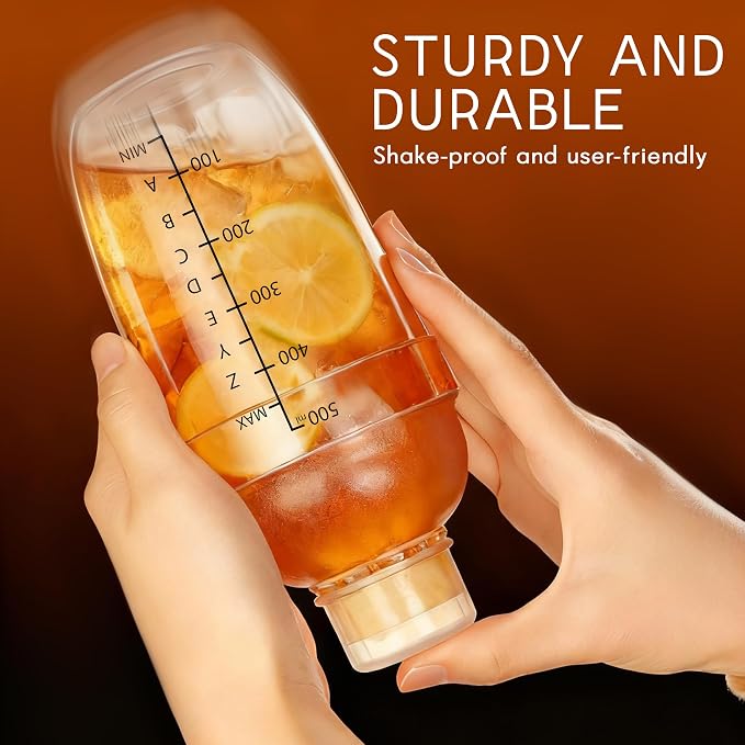 Plastic Cocktail Shaker with Measuring Scale 17oz, Leak-Proof & - Image 6