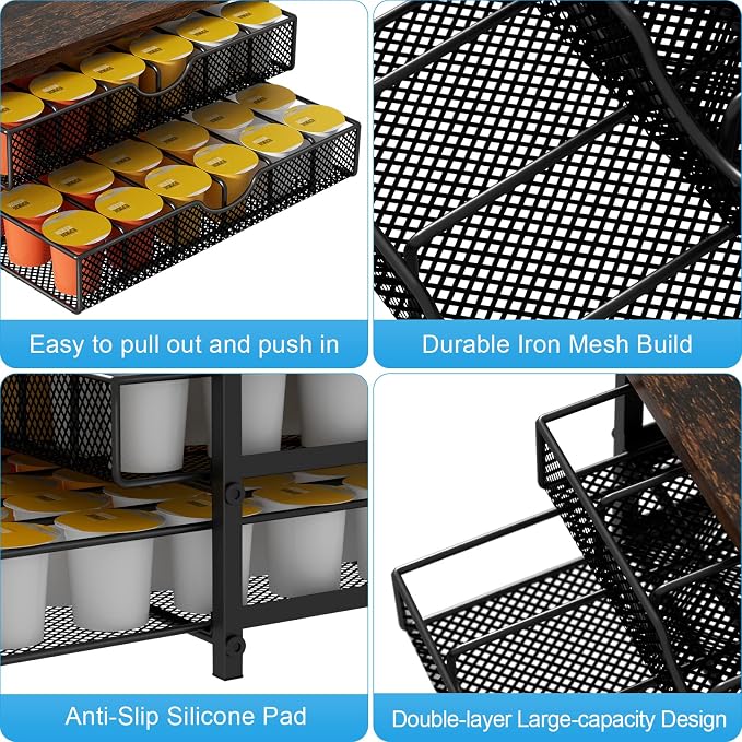 Coffee Pod Drawer Holder Capsule Storage Organizer 2 Tier Coffee Pods Holder - Image 4