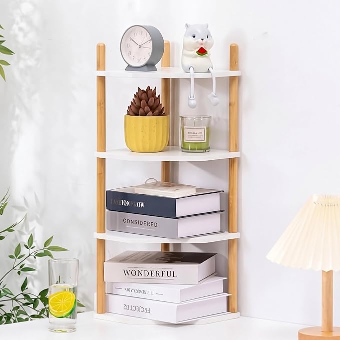 4-Tier Expandable Bamboo Corner Shelf by WooFawn