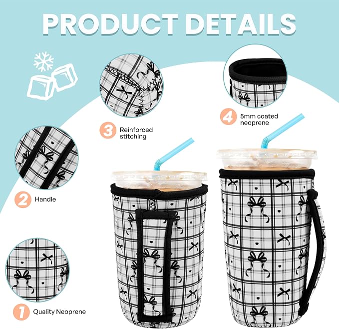 KJQJLY 3 Pack Reusable Iced Coffee Sleeves - Image 3