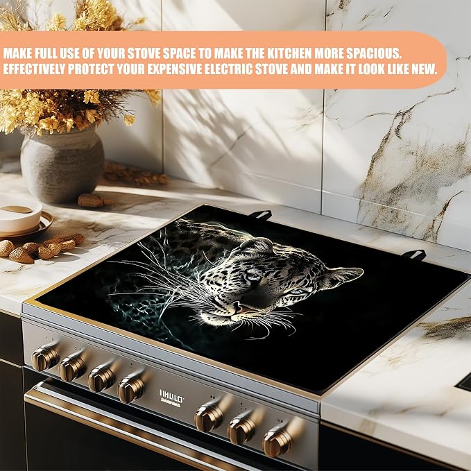 28"x20" Anti-Slip Electric Stove Top Cover Leopard Foldable Heat-Resistant - Image 5