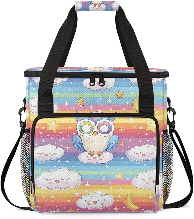 Owl Rainbow Coffee Maker Carring Bag, Large Insulated Storage Organizer Case by Home