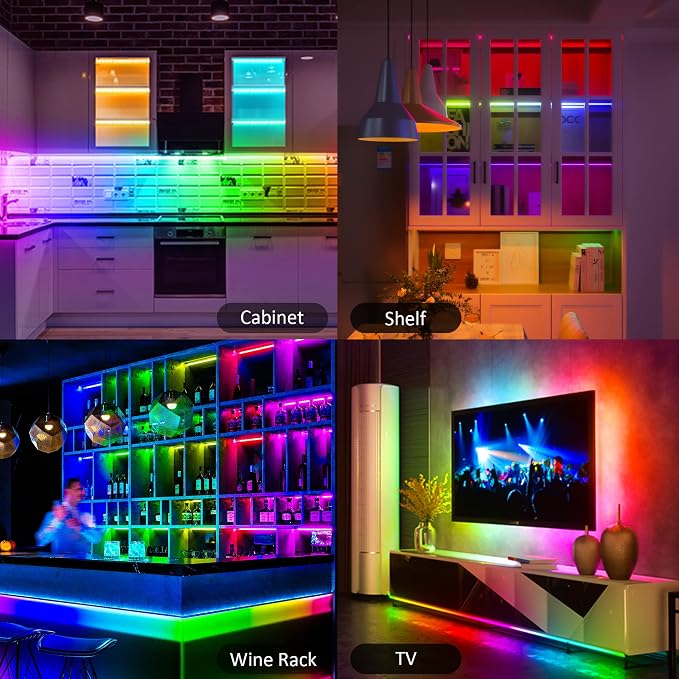 Benreom 3 Pcs RGB Under Cabinet Lights Kit, Smart App and Remote Control Under - Image 7