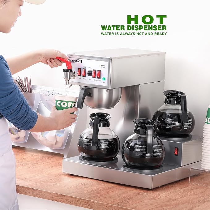 NUPANT 12 Cup Commercial Coffee Maker, Auto Filling Drip Coffee Maker Machine - Image 4