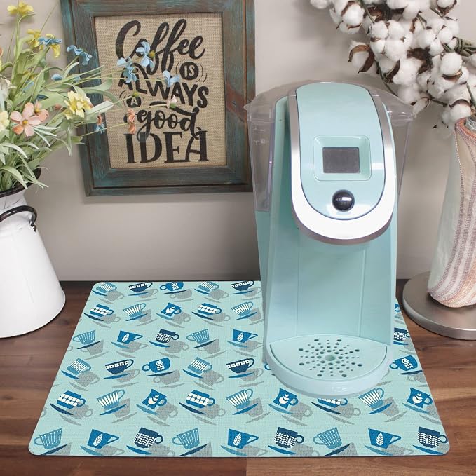 Coffee Maker Mat for Countertop – Absorbent, Non-Slip Coffee Bar Mat, Protects - Image 2