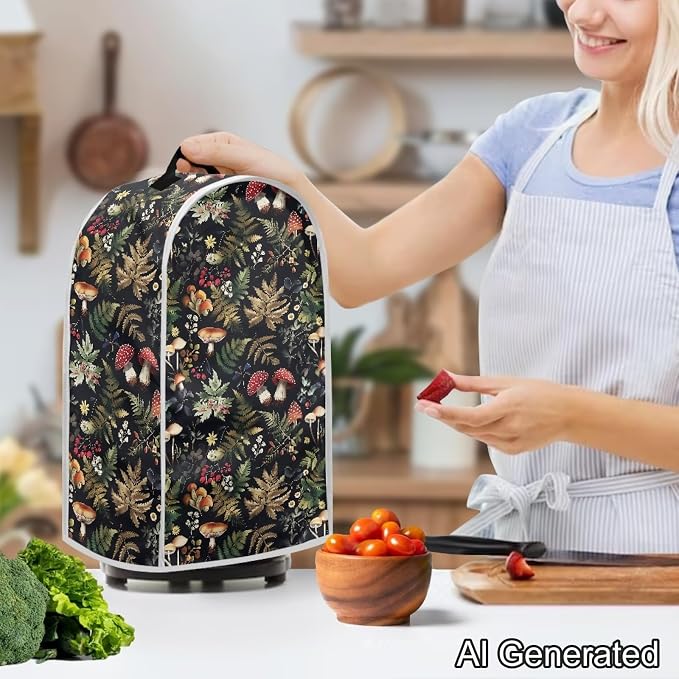 Mushroom Leaves Blender Dust Cover, Anti Fingerprint Polyester Stand Mixer or - Image 3