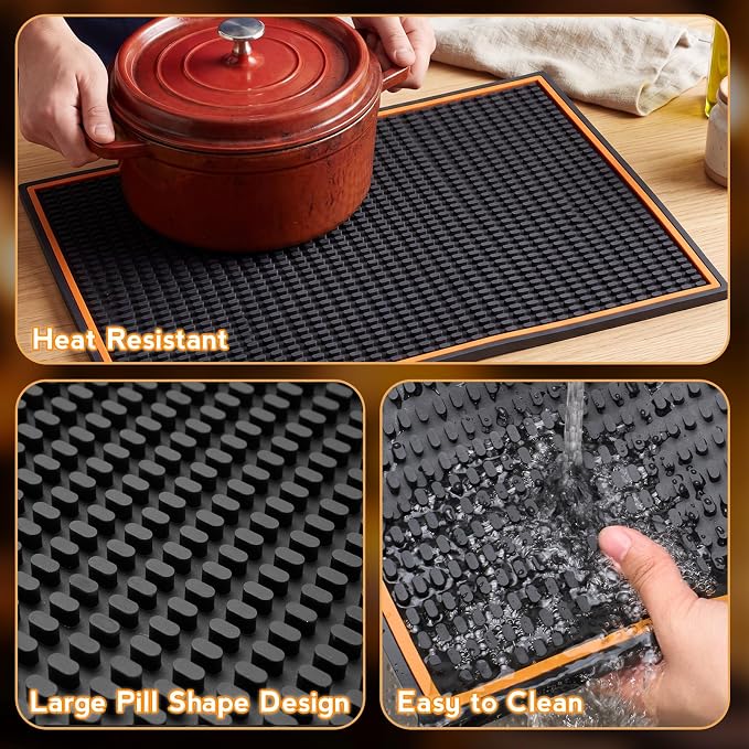 Tioncy 4 Pcs Bar Mat for Countertop 18 x 12 Inch Black - Image 4