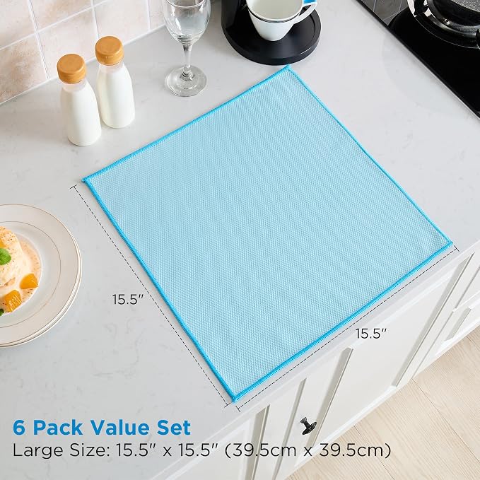 Microfiber Glass Cleaning Cloth, 6 Pack | 15.5x15.5 Inches Lint Free Streak - Image 2