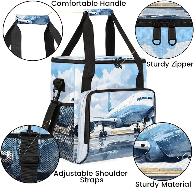 Airplanes Printed Coffee Maker Carring Bag, Large Insulated Storage Organizer - Image 6