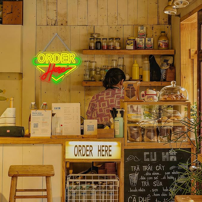Order Here Neon Sign Coffee Store Neon Lights Business Neon Signs Wall Decor - Image 6