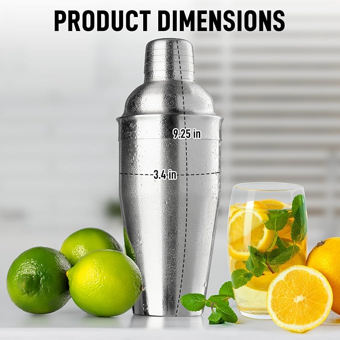 Zulay Cocktail Shaker 18/8 Stainless Steel Martini Shaker - Image 7