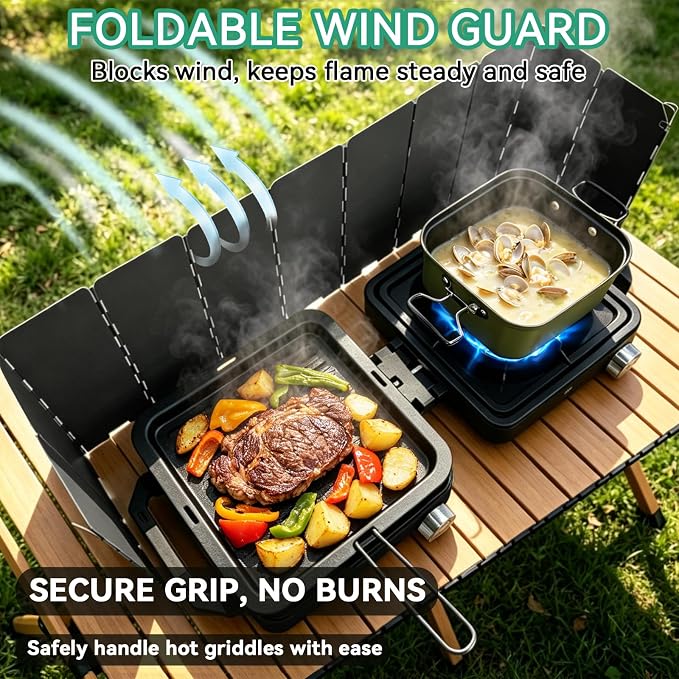 2 Burner Camping Stove 24000 BTU, Portable Propane Camp Stove Set - Image 3