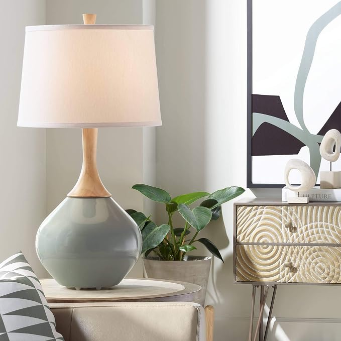 Color + Plus Wexler 31" White Shade Gauntlet Gray Modern Table Lamp by ColorPlus