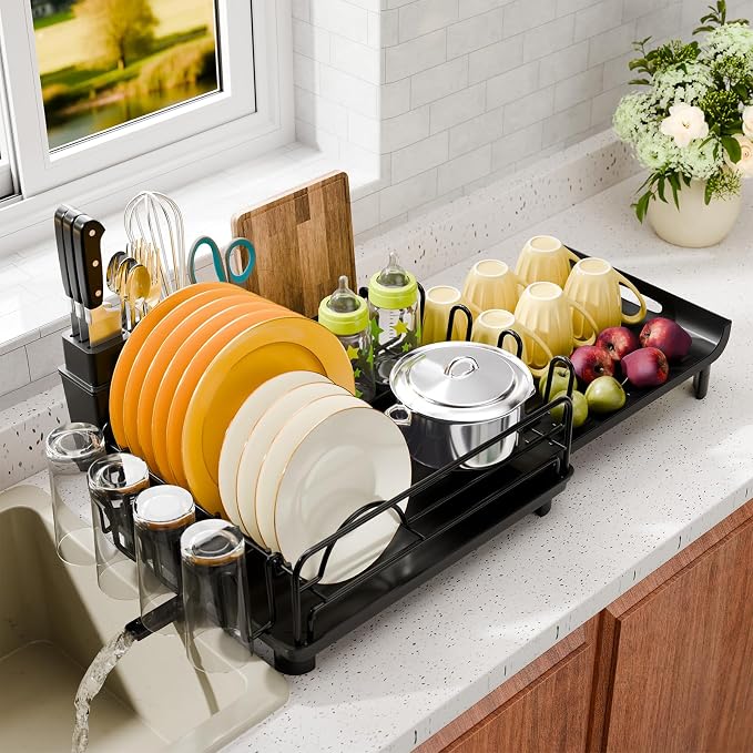 Simple Trending Extendable Dish Drying Rack, Dish Strainer by SimpleTrending
