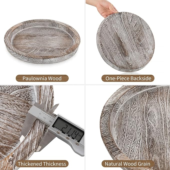 Hanobe Decorative Tray for Coffee Table: Round Candle Plate Holder Centerpieces - Image 6