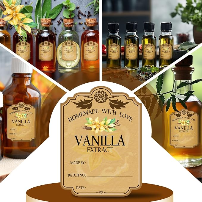 30PCS Vanilla Extract Labels, Holiday Gift Stickers Homemade Vanilla Stickers - Image 5