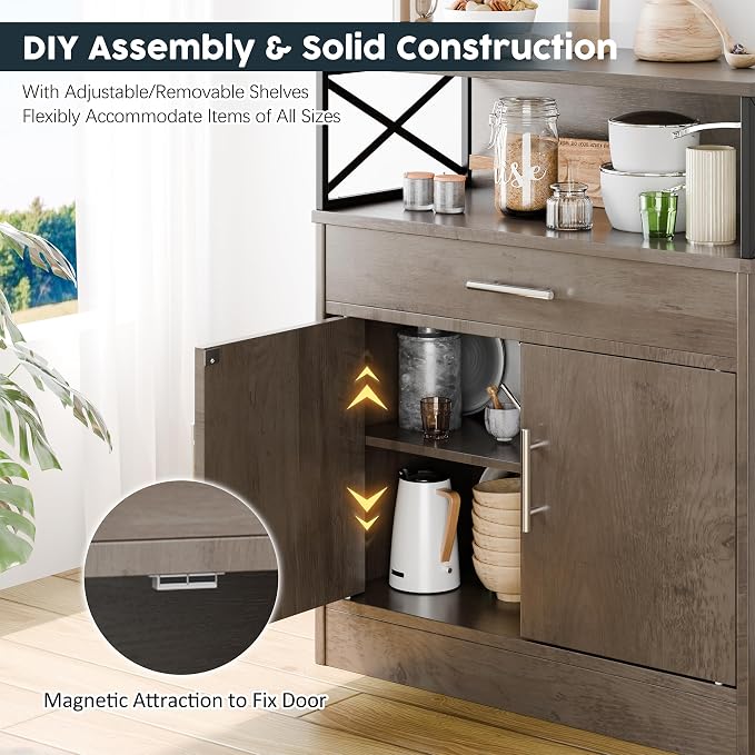 SUNLEI Kitchen Buffet Sideboard Cabinet, Storage Cabinets - Image 6