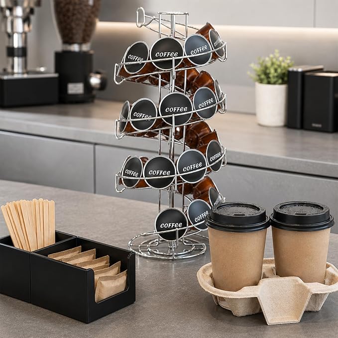 Restaurantware Coffee Pod Holder 7 x 7 x 16.14 Inches 35-50 K-Cup Stainless - Image 4
