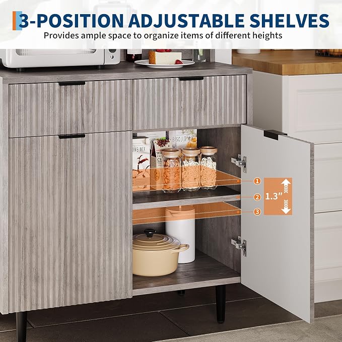 GarveeHome Fluted Sideboard Buffet Cabinet - Image 4