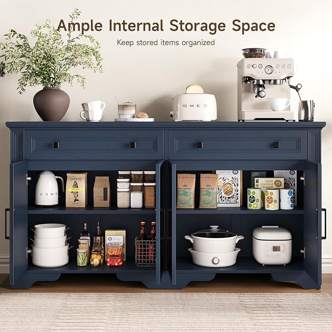 ONBRILL 63" Sideboard Buffet Cabinet, Kitchen Buffet Storage Cabinet, Large - Image 4