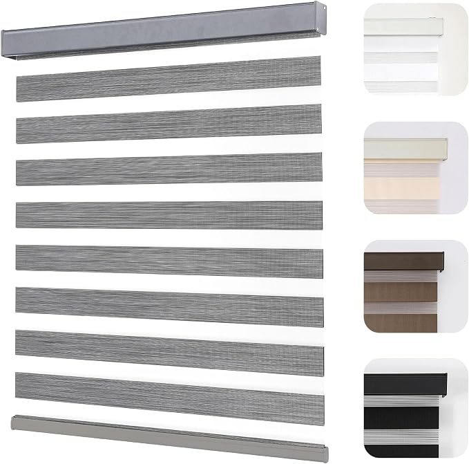 Joydeco Cordless Zebra Blinds for Windows, Dual Layer Light Control Window by JOYDECO