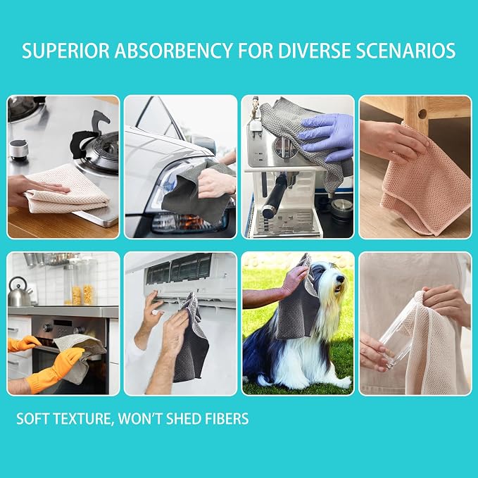 Microfiber Cleaning Cloths 12-Pack – Super Absorbent, Lint-Free Towels - Image 5