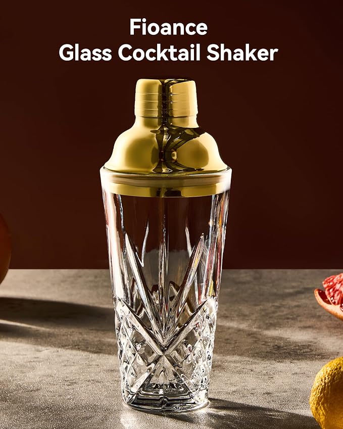 15oz Gold Lid Crystal Cocktail Shaker, Lead-Free Glass - Image 8