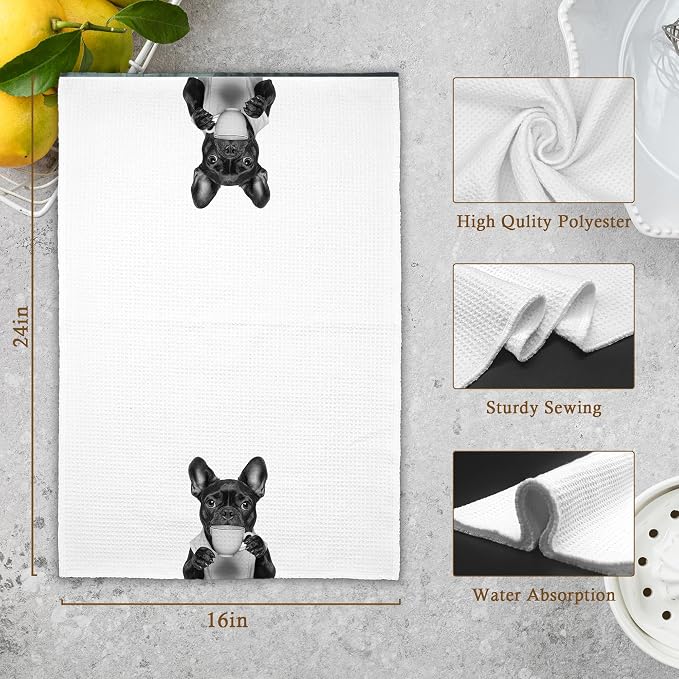 Dog French Bulldog Kitchen Towels, Funny Cute Hand Bathroom Towels Gifts - Image 7