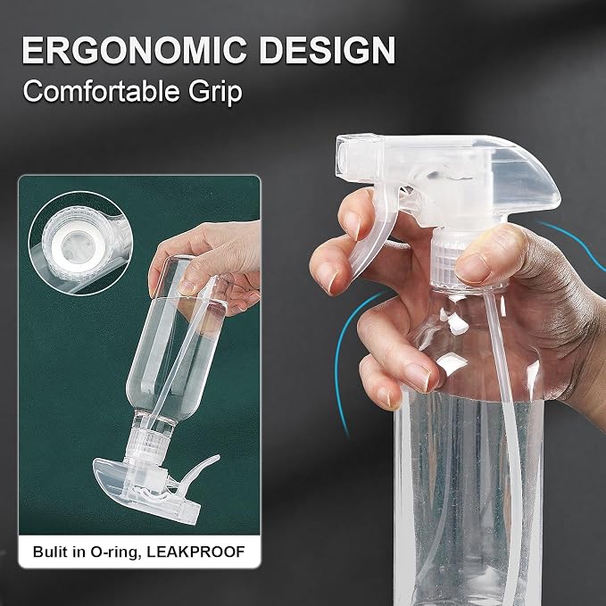 Plastic Spray Bottles 12oz 2 Pack Adjustable Mist/Stream Spraying Heavy Duty - Image 2