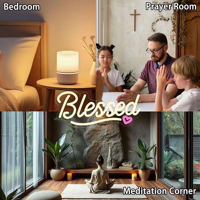 LED Blessed Signs for Home Decor, Bless This Home Wall Decor Neon Sign - Image 3