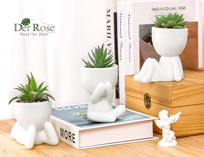 Der Rose 3pcs Fake Succulents Plants Artificial - Image 6