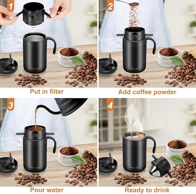 MACIFECI 16oz Camping Coffee Maker Pour Over Coffee Maker Camping Coffee Pot - Image 4