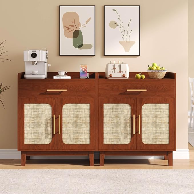 60" Rattan Sideboard Buffet Cabinet by Einhomn