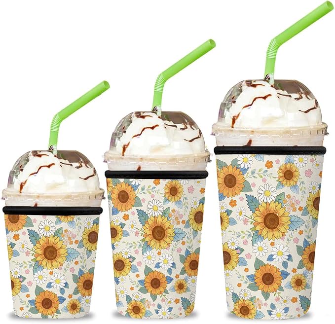 3 Pack Reusable Insulated Neoprene Iced Coffee Cup Sleeve, Durable Drink Sleeve by Unknown