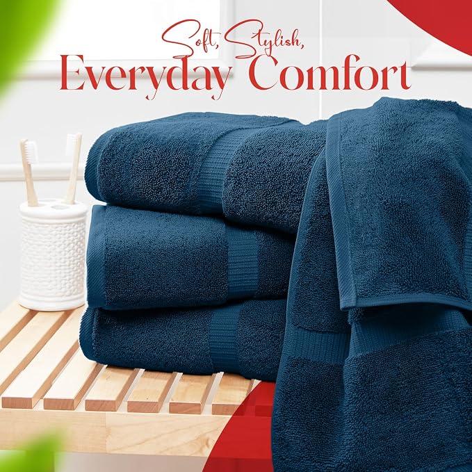 RIVERSIDE Medium Bath Towel Set of 4, 24x48 Inches – 100% Ring-Spun Cotton Bath - Image 6