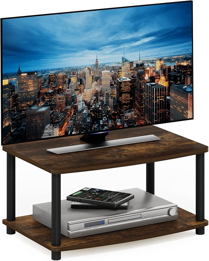 Furinno TURN-N-TUBE TV Riser Stand, 2-Tier Small Elevated No Tools TV Stand by Furinno-FitsYourSpaceFitsYourBudget