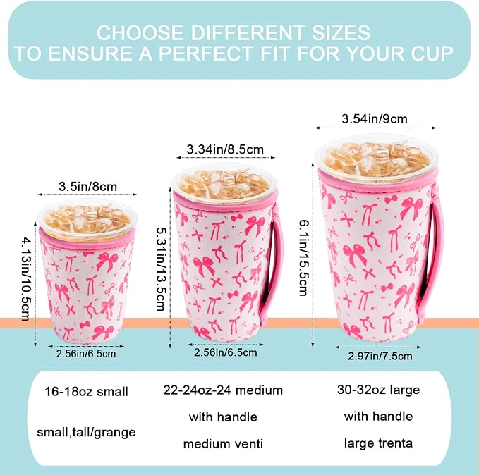 KJQJLY 3 Pack Reusable Iced Coffee Sleeves - Image 2